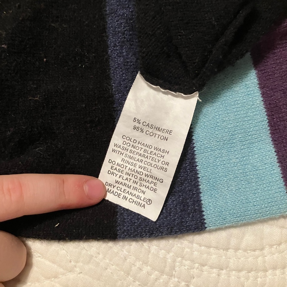 Colorful Striped Cotton Cashmere Women's Sweater - Picture 3 of 3